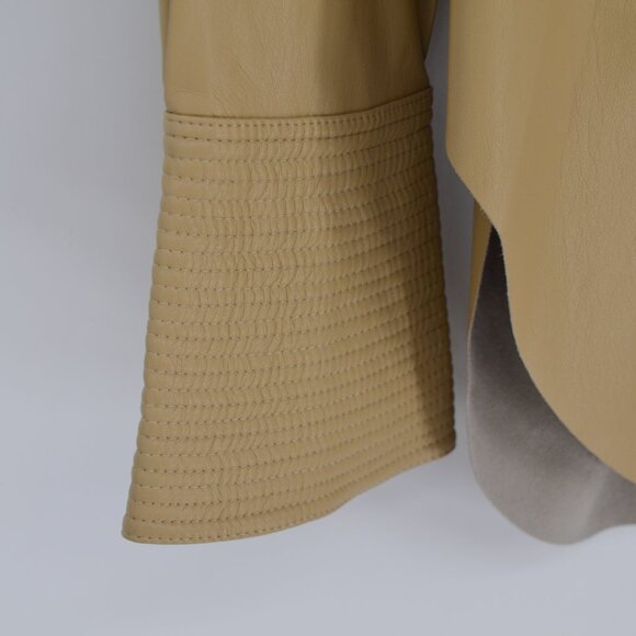 NEW Nanushka Elpi Vegan Leather Quilt Shirt Point Collar Western in Wax Yellow S - Picture 6 of 11